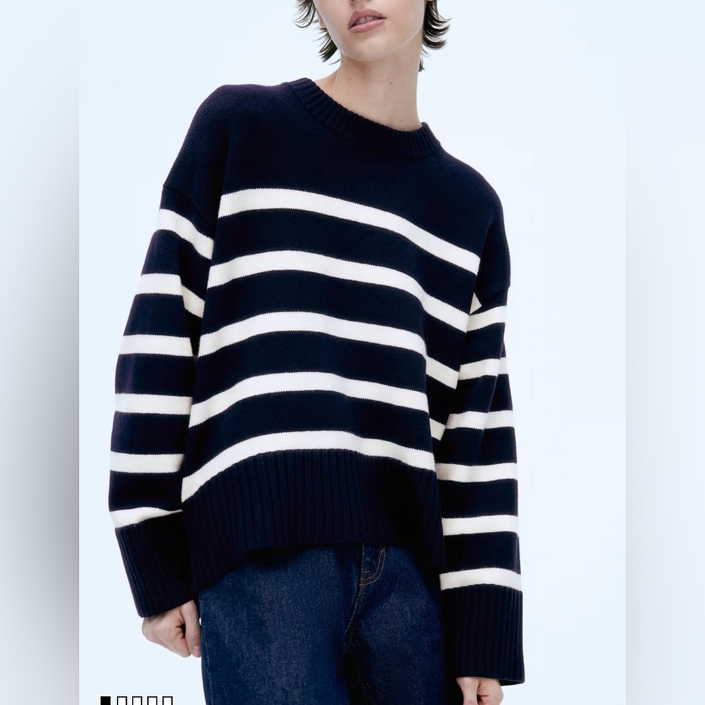 Women's H&M Breton Marinier Striped Bulky Sweater ENC Size XL